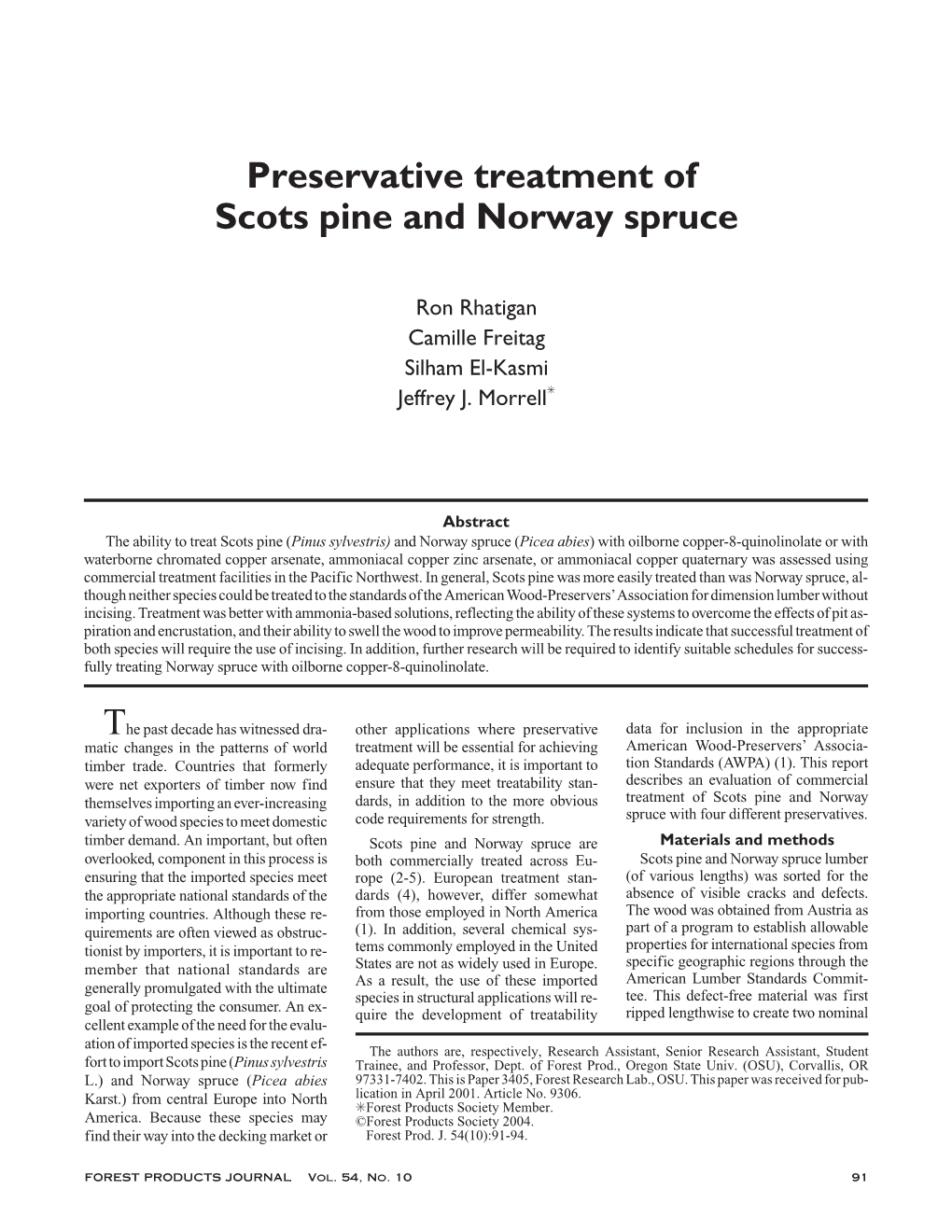 Preservative Treatment of Scots Pine and Norway Spruce