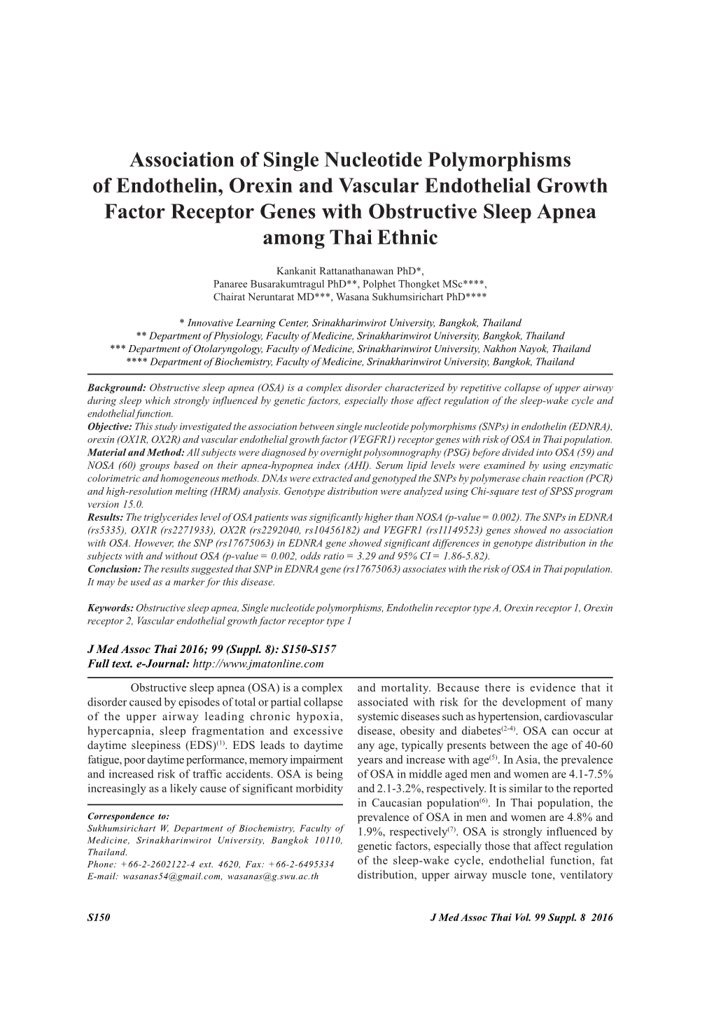 Association of Single Nucleotide Polymorphisms of Endothelin