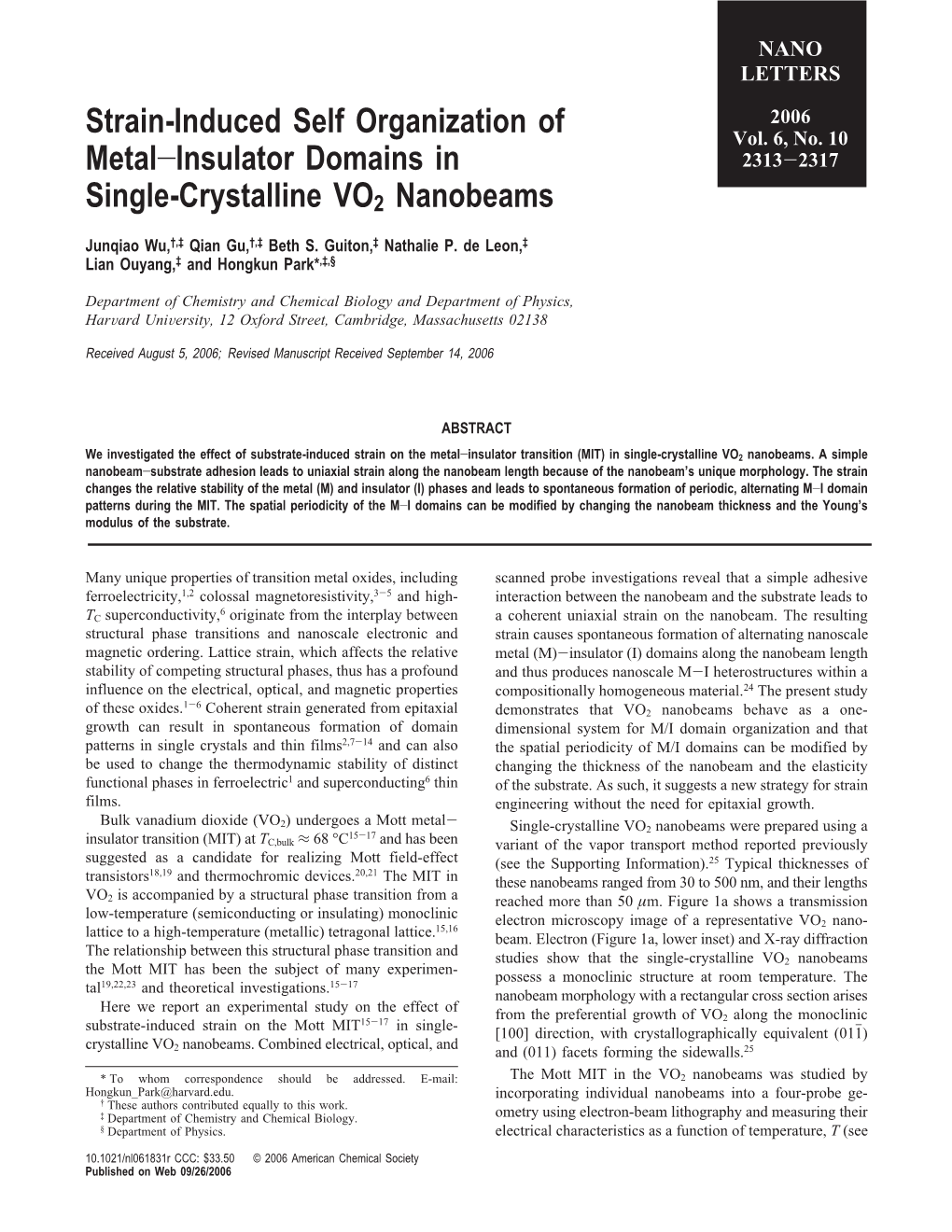 Strain-Induced Self Organization of Metal−Insulator