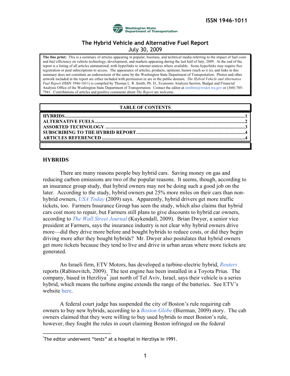 The Hybrid, Fuel, and Vehicle Report