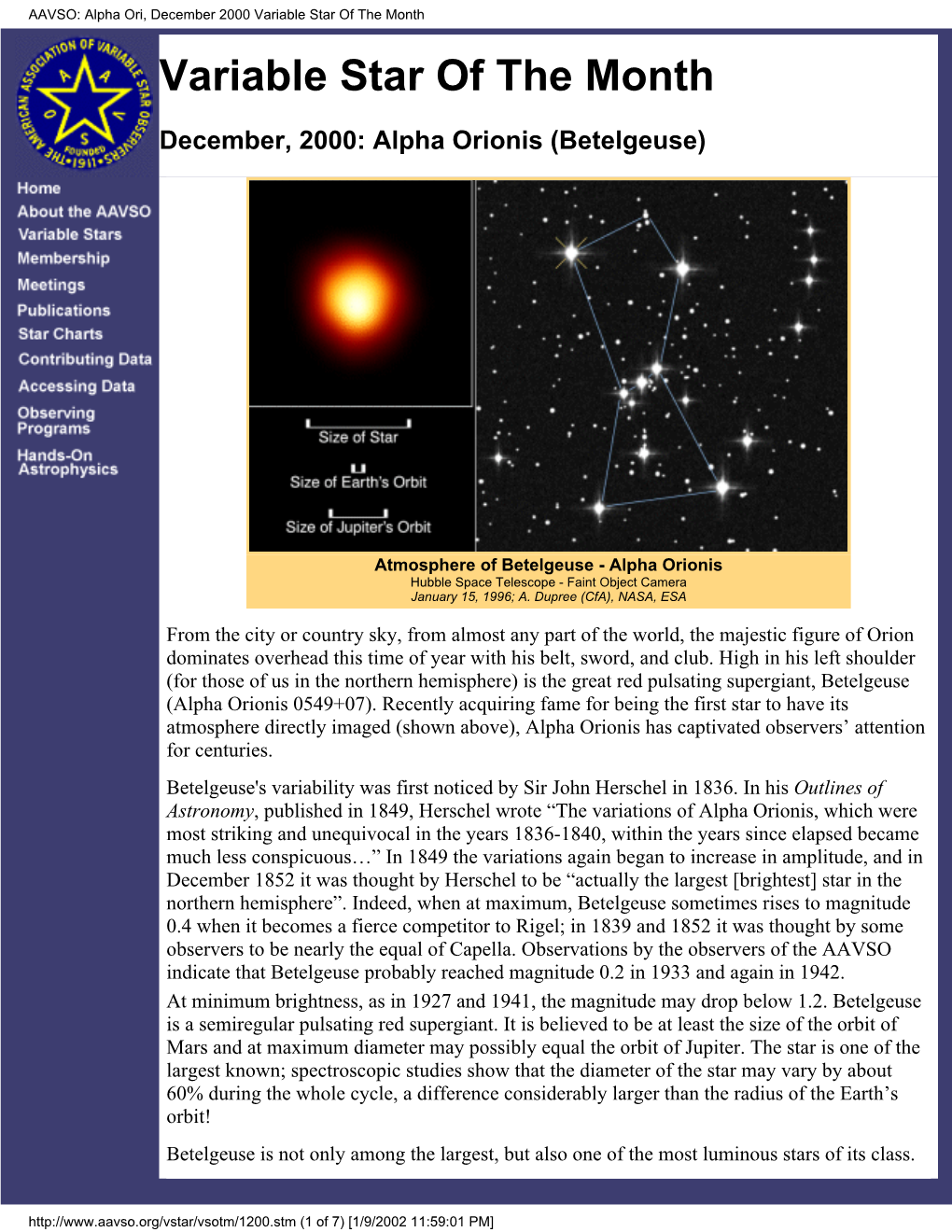 Alpha Orionis (Betelgeuse)