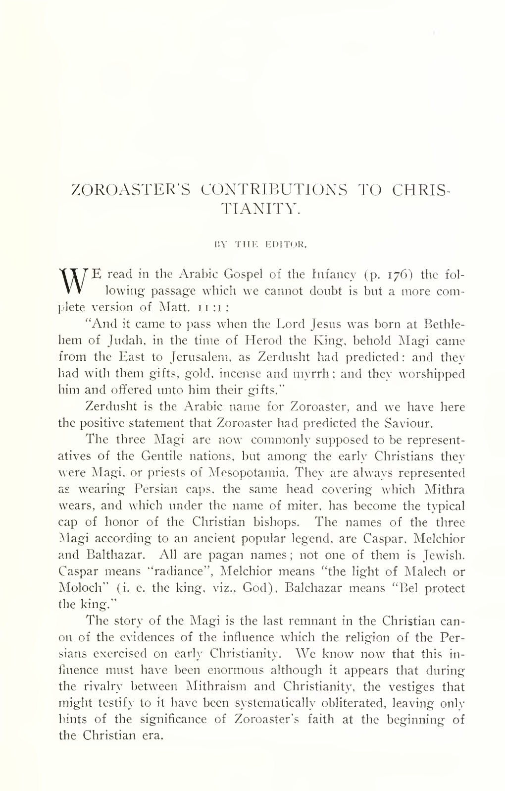 Zoroaster's Contributions to Christianity