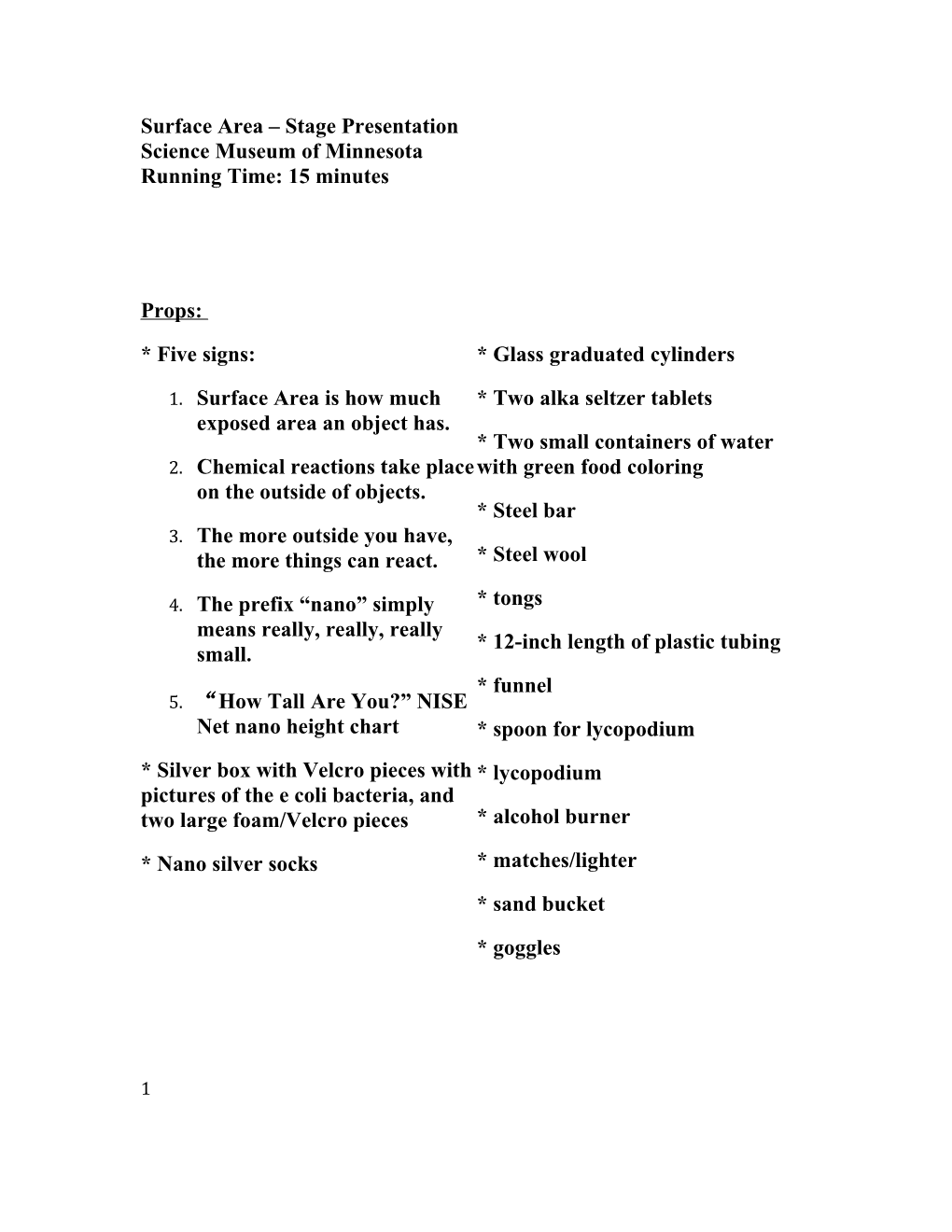 Surface Area Stage Presentation