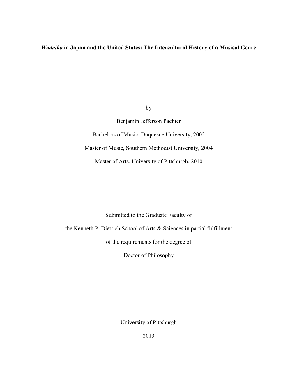 Wadaiko in Japan and the United States: the Intercultural History of a Musical Genre