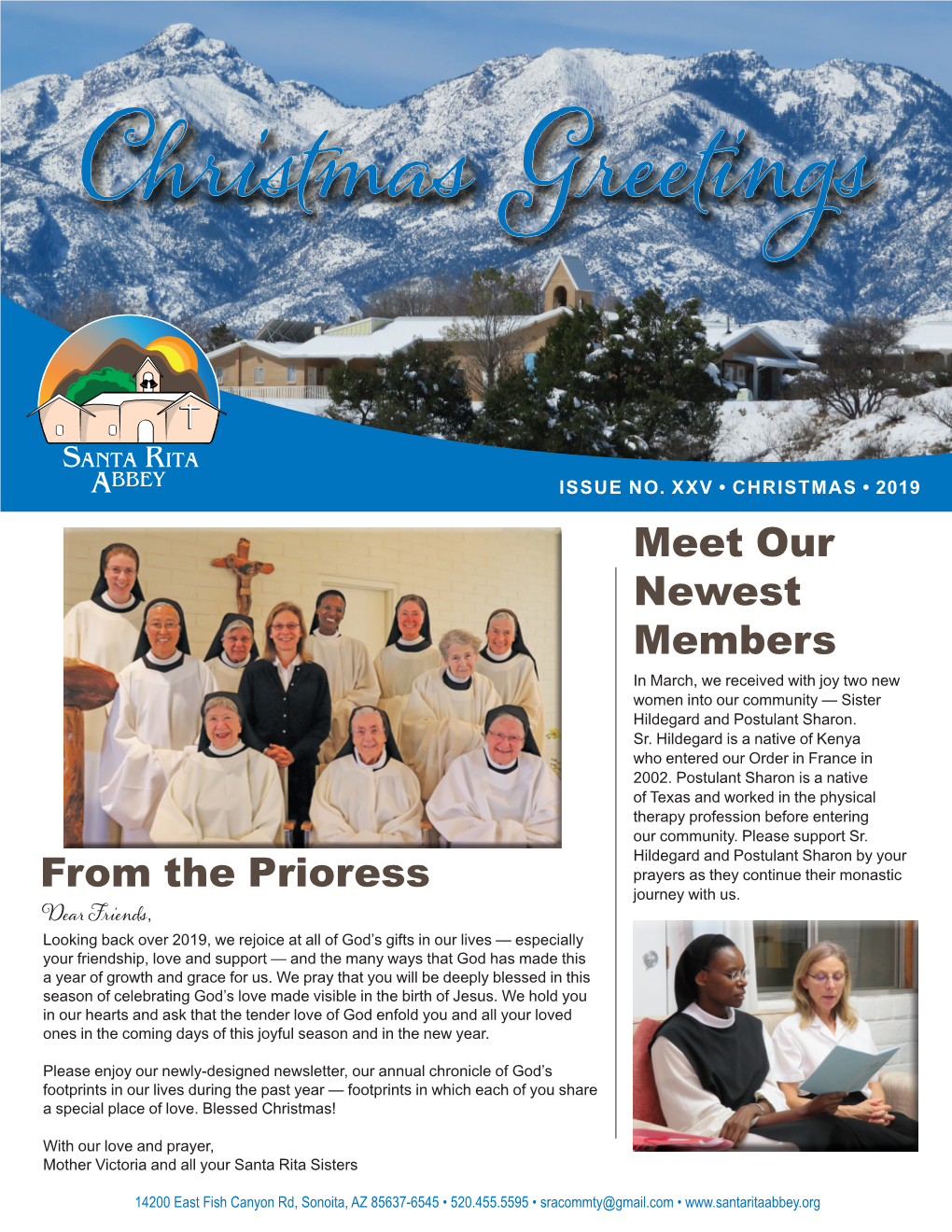2019 Santa Rita Abbey Christmas Newsletter