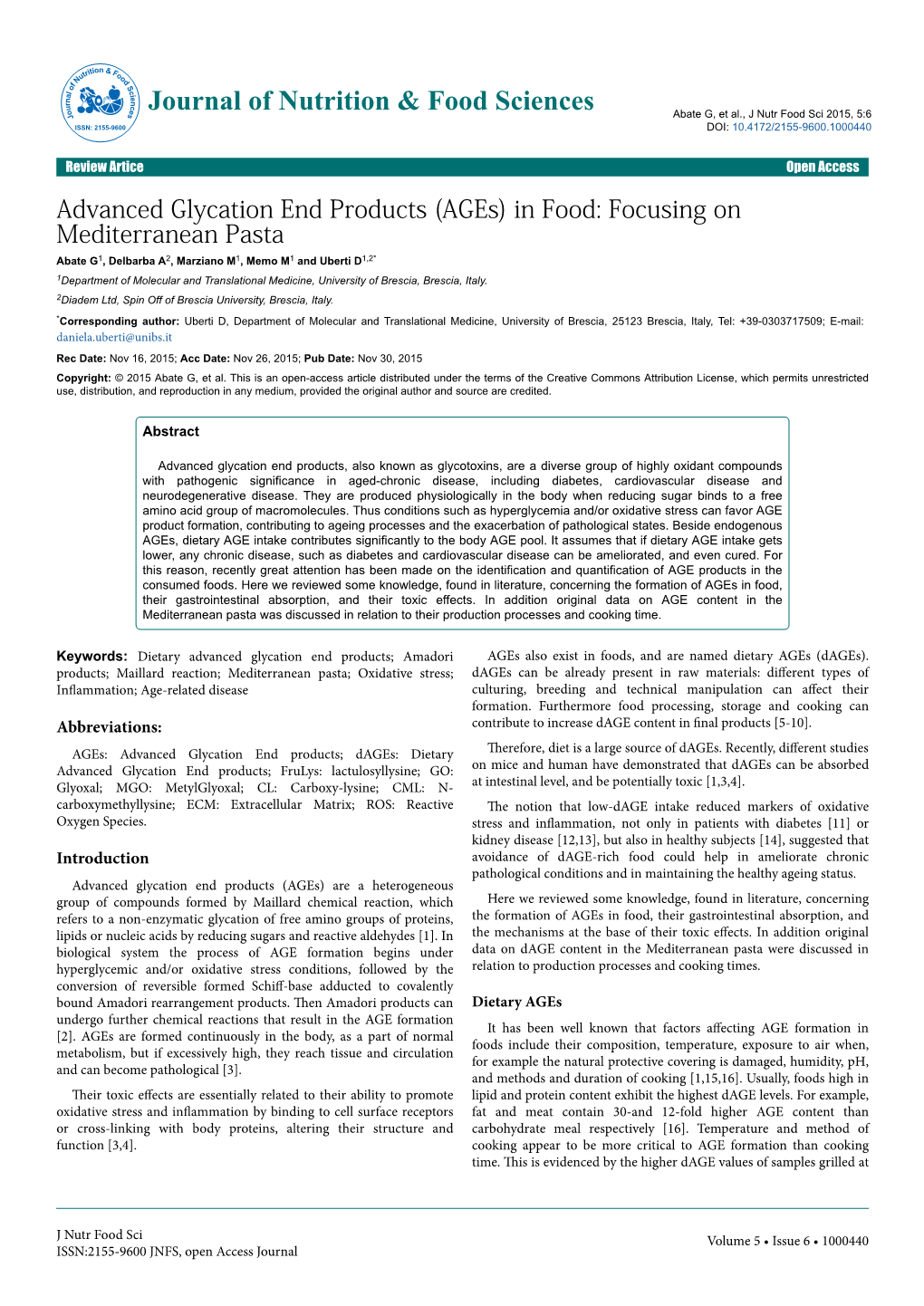 Advanced Glycation End Products