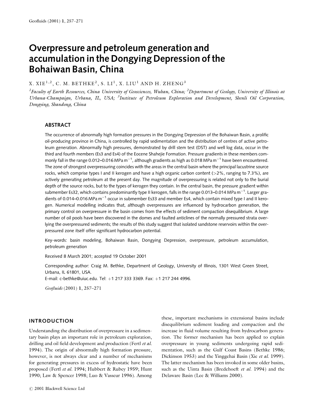 Overpressure and Petroleum Generation and Accumulation in the Dongying Depression of the Bohaiwan Basin, China