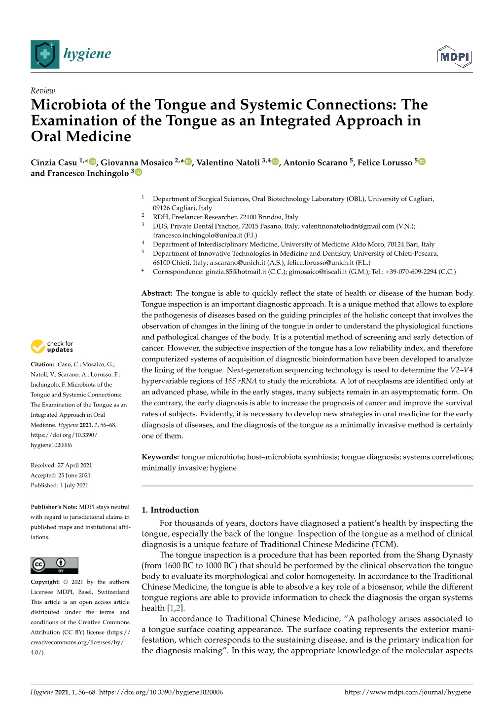 Microbiota of the Tongue and Systemic Connections: the Examination of the Tongue As an Integrated Approach in Oral Medicine