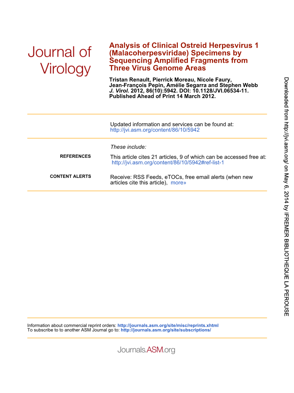 Three Virus Genome Areas Sequencing Amplified