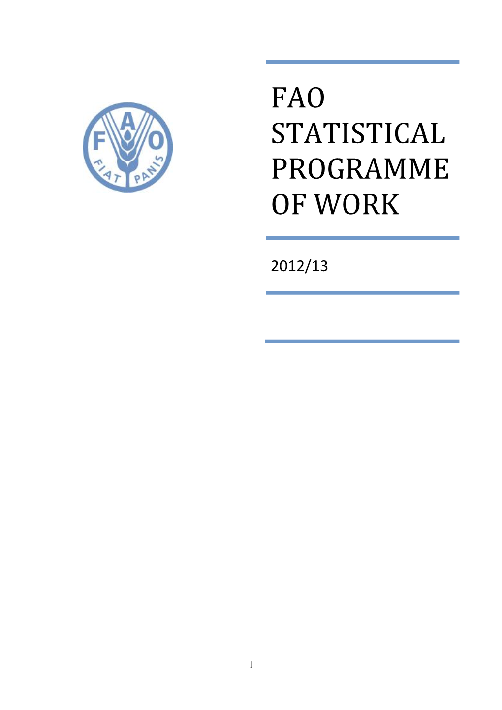 FAO Statistical Programme of Work 2012/2013