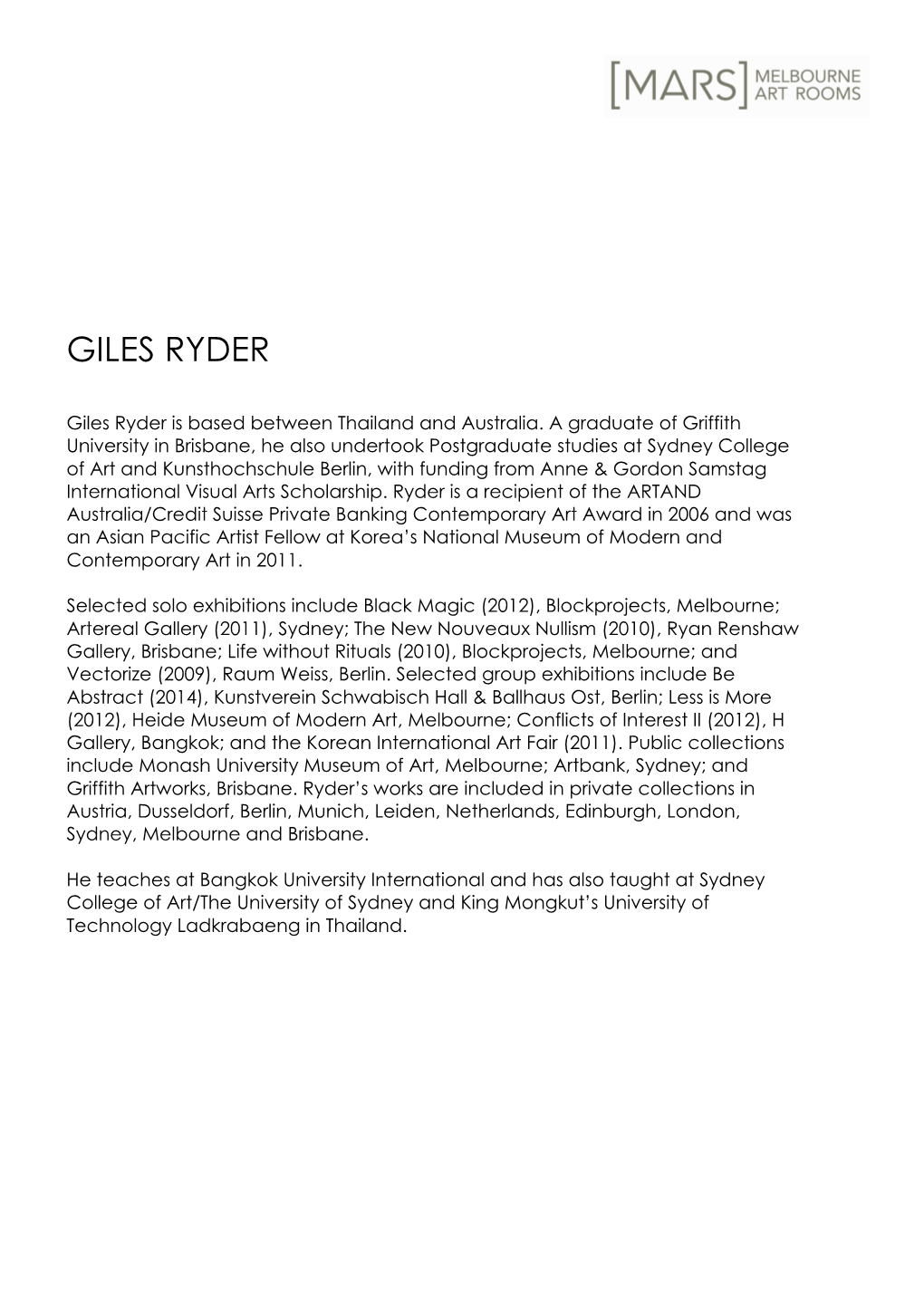 Giles Ryder Cv 2016