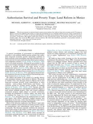 Authoritarian Survival and Poverty Traps: Land Reform in Mexico
