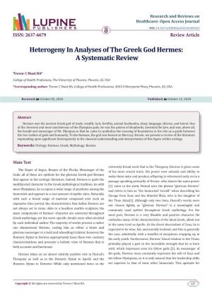 Heterogeny in Analyses of the Greek God Hermes: a Systematic Review