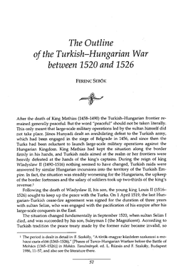 The Outline of the Turkish-Hungarian War Between 1520 and 1526