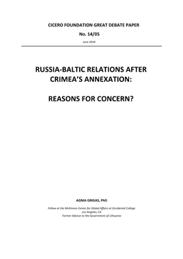 Russia-Baltic Relations After Crimea's