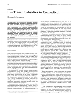 Bus Transit Subsidies in Connecticut