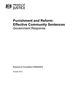 Effective Community Sentences Government Response
