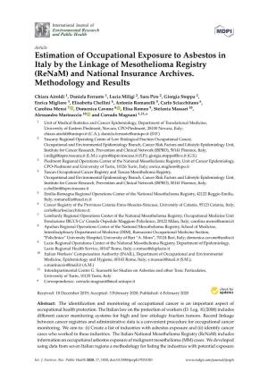 Estimation of Occupational Exposure to Asbestos in Italy by the Linkage of Mesothelioma Registry (Renam) and National Insurance Archives