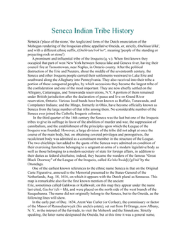 Seneca Indian Tribe History