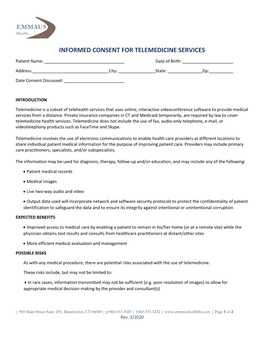 Informed Consent for Telemedicine Services