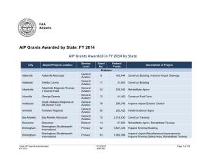 AIP Grants Awarded by State: FY 2014 AIP Grants Awarded in FY 2014 by State