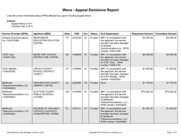 Wave - Appeal Decisions Report