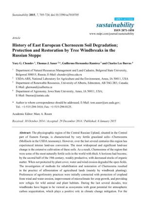 History of East European Chernozem Soil Degradation; Protection and Restoration by Tree Windbreaks in the Russian Steppe