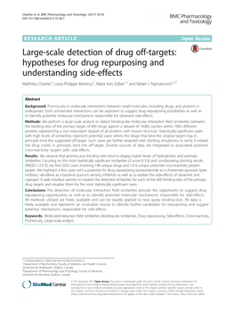 Hypotheses for Drug Repurposing and Understanding Side-Effects Matthieu Chartier1, Louis-Philippe Morency1, María Inés Zylber1,2 and Rafael J