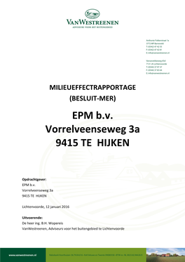 EPM B.V. Vorrelveenseweg 3A 9415 TE HIJKEN