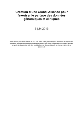 Une Version Provisoire Initiale De Ce Livre Blanc a Été Préparée Pour La Réunion Du 28 Janvier. Elle a Été Révisée De M