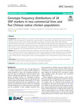 Genotype Frequency Distributions of 28 SNP Markers in Two Commercial