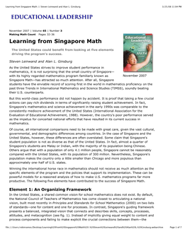 Learning from Singapore Math // Steven Leinwand and Alan L