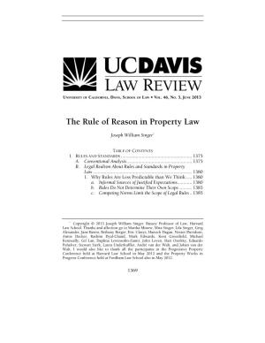 The Rule of Reason in Property Law