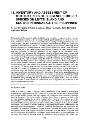 13. Inventory and Assessment of Mother Trees of Indigenous Timber Species on Leyte Island and Southern Mindanao, the Philippines