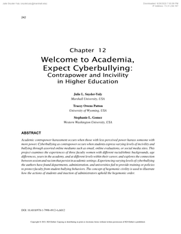 Welcome to Academia, Expect Cyberbullying: Contrapower and Incivility in Higher Education