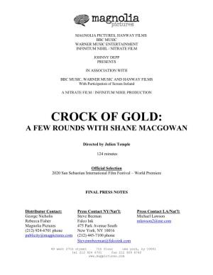 Crock of Gold: a Few Rounds with Shane Macgowan