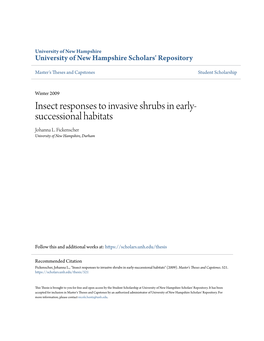Insect Responses to Invasive Shrubs in Early-Successional Habitats" (2009)