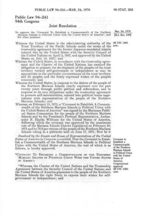 Public Law 94-241 94Th Congress Joint Resolution