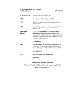 In the High Court of New Zealand Auckland Registry CIV-2010-485 in the Matter of Judicature Amendment Act 1972 and New Zealand