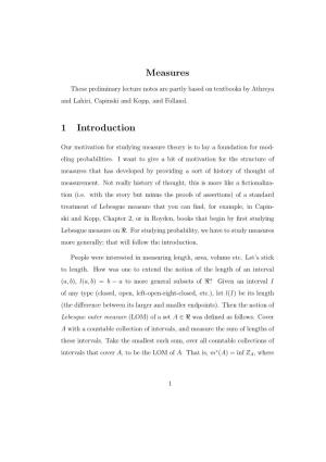 Measures 1 Introduction
