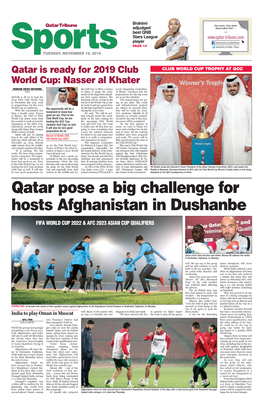 Qatar Pose a Big Challenge for Hosts Afghanistan in Dushanbe