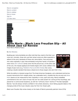 Black Lace Freudian Slip - All About Jazz CD Review
