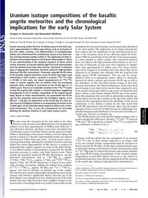 Uranium Isotope Compositions of the Basaltic Angrite Meteorites and the Chronological Implications for the Early Solar System
