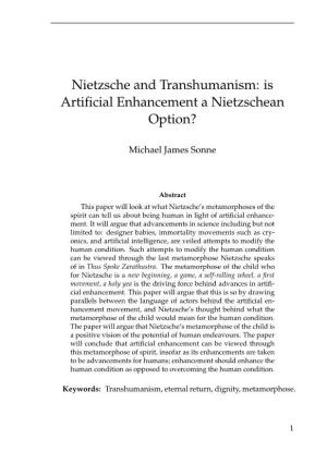 Nietzsche and Transhumanism: Is Artificial Enhancement A