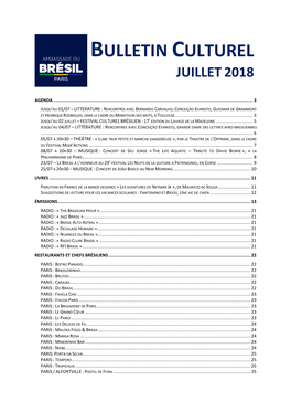 Bulletin Culturel Juillet 2018