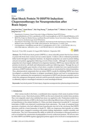 Heat Shock Protein 70 (HSP70) Induction: Chaperonotherapy for Neuroprotection After Brain Injury