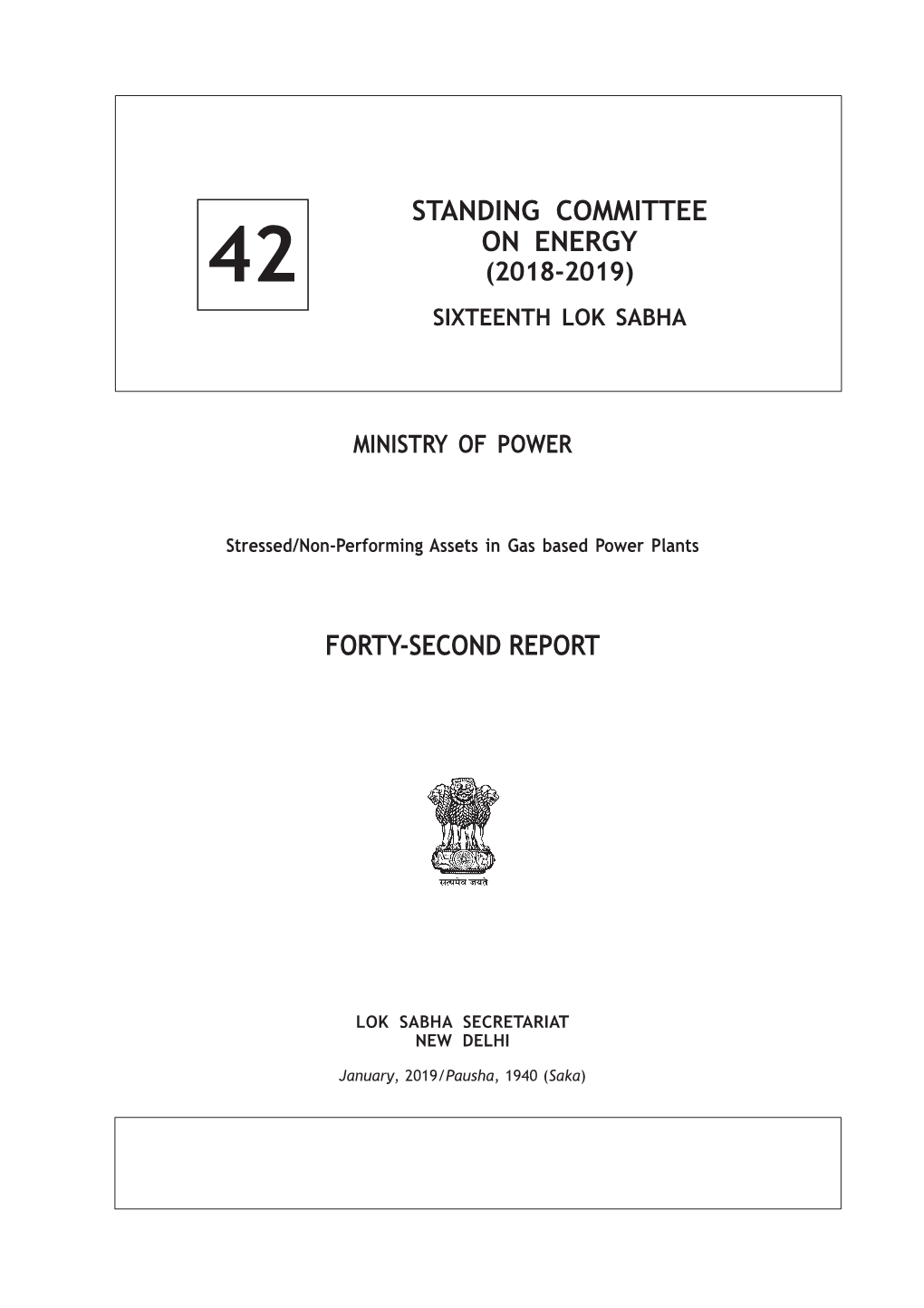 Standing Committee on Energy Forty-Second Report