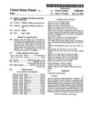 United States Patent (19) 11 Patent Number: 5,389,623 Bodor 45 Date of Patent: Feb