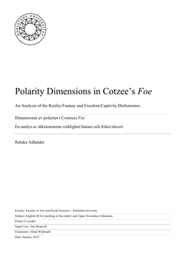 Polarity Dimensions in Cotzee's