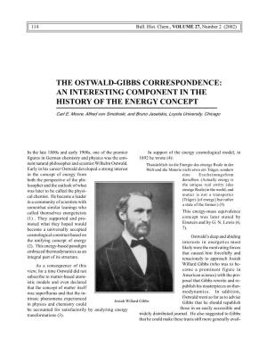 The Ostwald-Gibbs Correspondence: an Interesting Component in the History of the Energy Concept